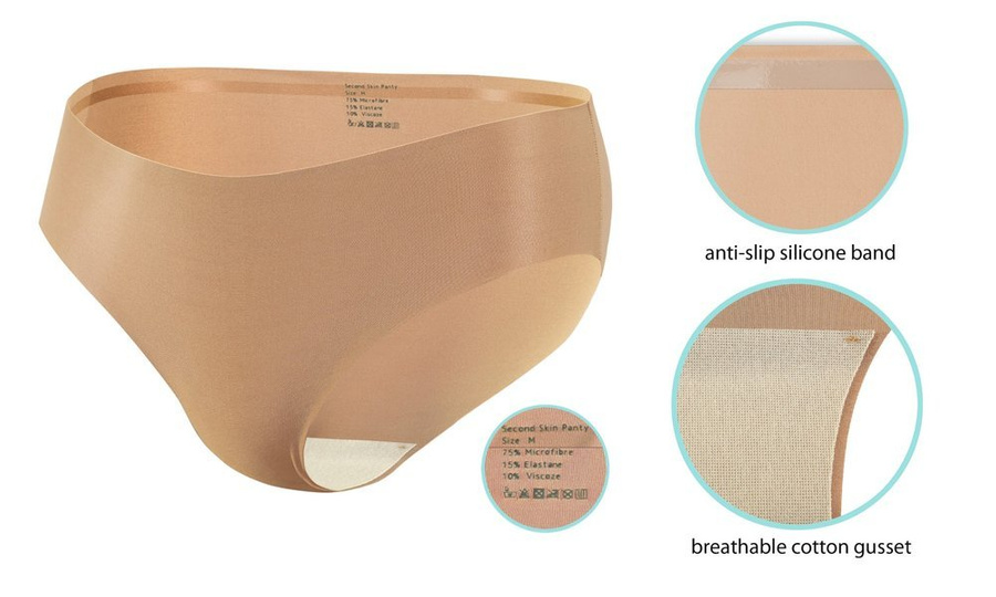 Sesto Senso Damen Figi Mikrofaser – Laser Geschnitten, Nahtlos, Bequem, Baumwolleinsatz, Silikonband, Unsichtbar Unter Kleidung, Beige, Neue Kollektion