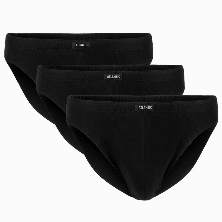 Atlantic Herren Slips 3er Pack – Sportlicher Baumwoll-Slip, Bequeme Unterwäsche für Männer, 100% Baumwolle, Schwarz | Grau | Weiß, Klassische Kollektion, Ohne Muster, Innenbund, Komfortabel und Atmungsaktiv
