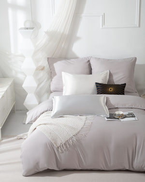 Bettwäsche Queen Grau Weiß