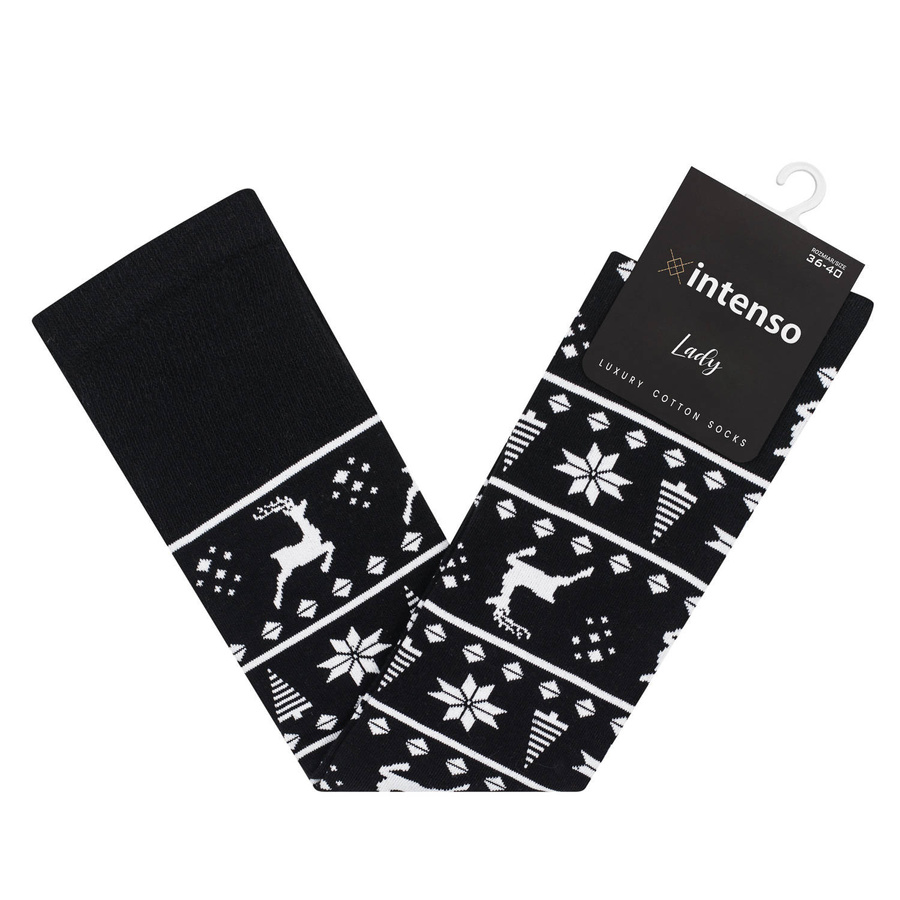 Strumpf Damen Serie Weihnachtsmuster Art. 372 Schwarz