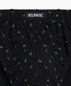 Atlantic Herren Baumwoll Slips Set – Sportlicher Schnitt, Atmungsaktiv, 3er Pack, Mix Muster, Schwarz/Grün, Weiche Innengummierung, Herbst/Winter Kollektion 2025