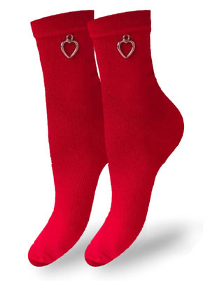 Damensocken Valentinstag Herzen Ecru