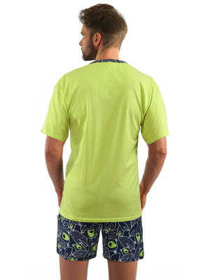 Herren-Pyjama Kurzarm Kurze Hose Blau Gelb