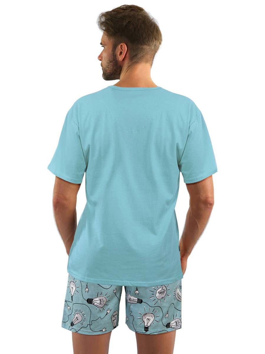 Kurzarm-Schlafanzug Herrenserie Hellblau/Blau