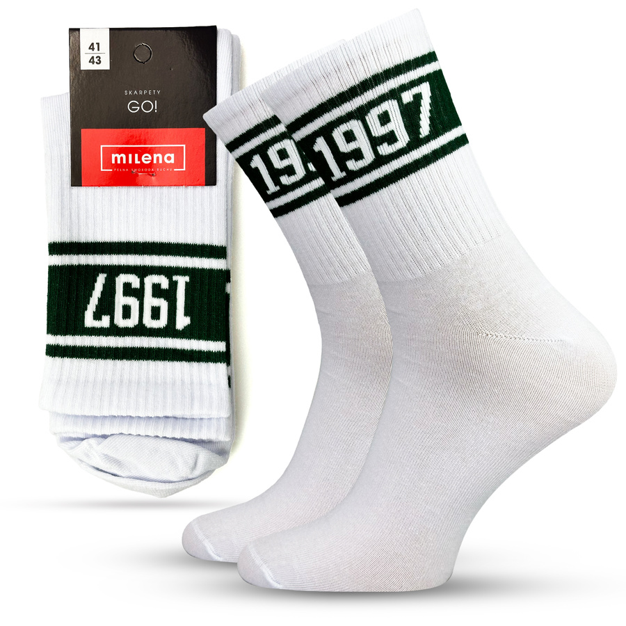 Herrensocken Go! Weiß mit Print