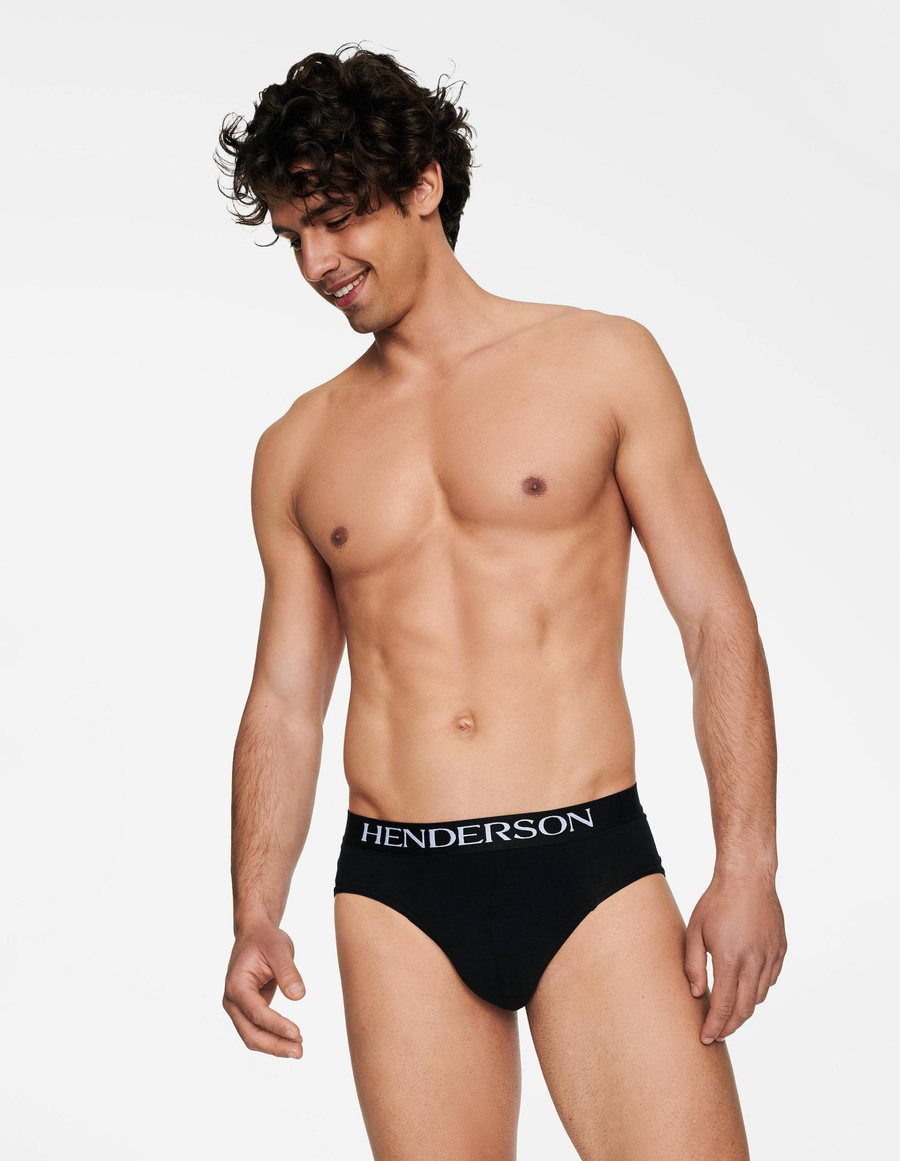 Henderson Herren Slipy – Hochwertige Baumwollunterwäsche mit Elastan, Komfortabel und Klassisch, Schwarz, Modell 35213, Premium Linie, Vielseitig für Jede Saison