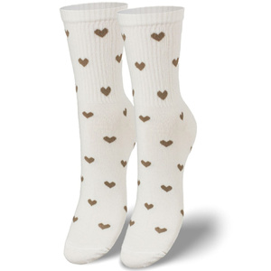 Damensocken Wzorzyste 200 Ecru mit Herzen