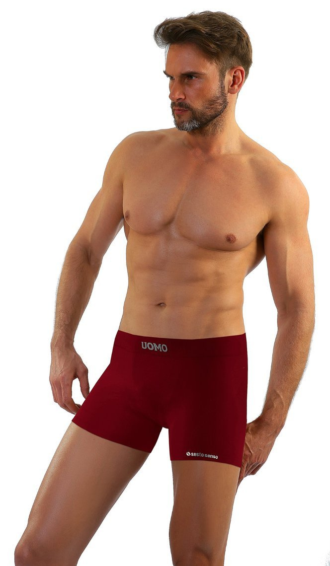 Sesto Senso Herren Boxershorts Set – Nahtlose Sport Unterwäsche, Bequem und Atmungsaktiv, 3er Pack, Poliamid-Elastan, Für Aktive Männer, Farbe Rot Cegła, Größe L/XL