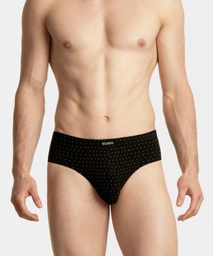 Atlantic Herren Baumwolle Slips – Klassischer Schnitt, Bequemer Print, 3er Pack, Farben: Schwarz, Khaki, Grau, Rot, Blau, 100% Baumwolle, Für Männer, Innengummi im Tunnel, Atmungsaktiv, Kollektion Classic, Ideal für Alltag und Sport.