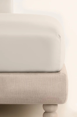 Bettlaken Satin Hellbeige mit Gummi