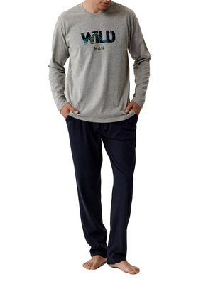 Herren-Pyjama Serie nmp-392 Grün/Grau/Marineblau