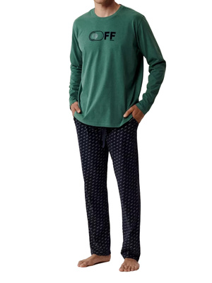 Herren Pyjama nmp-390 Grau/Marine/Grün/Blau