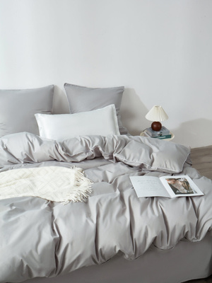 Bettwäsche Satin Queen Premium Grau