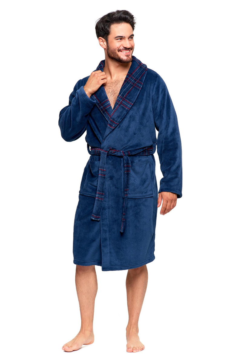Blue Men's Elegance Cotton Bathrobe