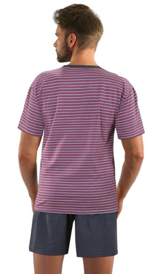 Herren Schlafanzug Kurzarm Blau