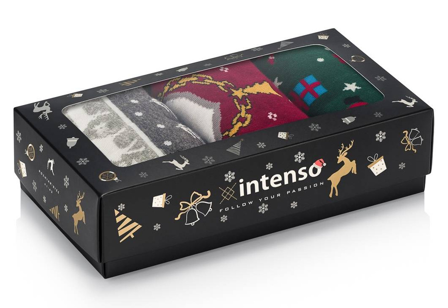 Pudełko ŚWIĄTECZNYCH Kolorowych skarpet na prezent