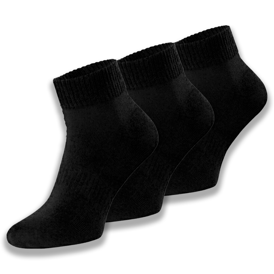 3X Kurzsocken Molton Supima Schwarz