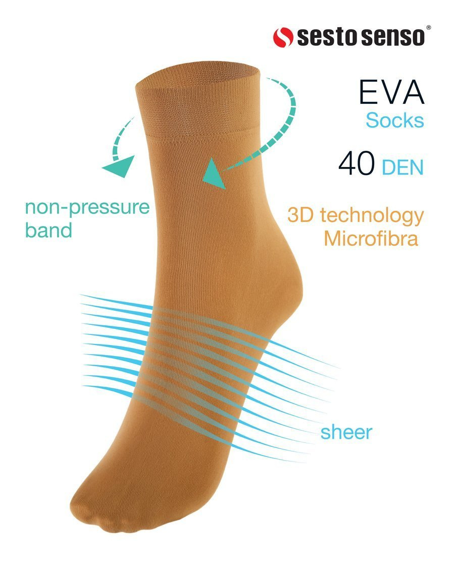Sesto Senso Damen Skarpetki "Eva" 3er Pack – Komfortable Microfaser Socken, Nicht Drückend, Bequem, Beige, Ideal für Alltag, Poliamid-Elastan Mix, Ohne Muster