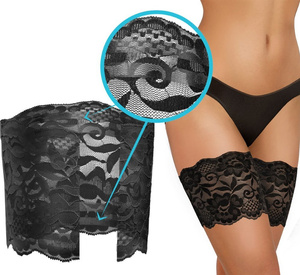 Sesto Senso Damen Samonośne Opaski Na Uda – Komfortable Anti-Odier Schutz, Elastisch mit Silikon, Unsichtbar Unter Kleidung, Koralle Muster, Schwarz, 90% Poliamid, 10% Elastan, Ideal für Sommerkleider und Röcke