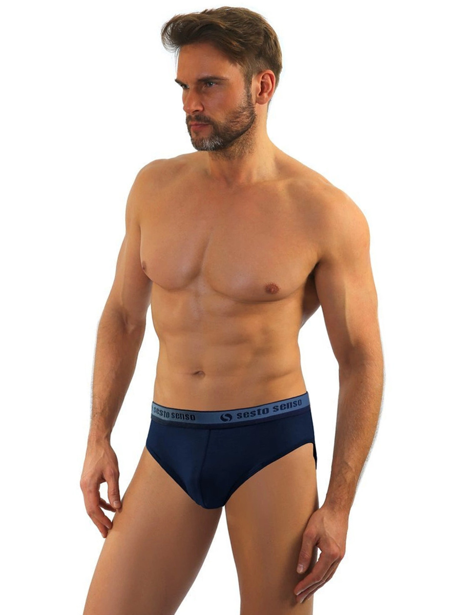 Sesto Senso Herren Slips Wild Cat – Bequeme Baumwolle mit Elastan, Sportlicher Stil, Anatomic Fit, Granatblau, Ideal für Aktive Männer, Made in Poland