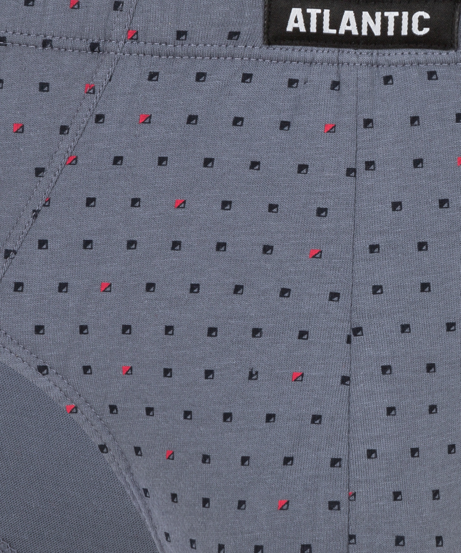 Atlantic Herren Baumwoll Slips – Klassischer Schnitt, Weicher Print, 100% Baumwolle, 3er Pack, Schwarz/Khaki/Grau/Rot/Marineblau, Bequeme Unterwäsche für Männer