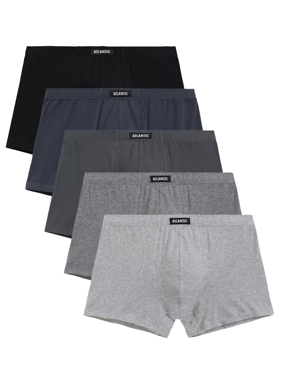 Atlantic Herren Baumwoll Boxershorts Set – Bequeme Unterwäsche, Atmungsaktiv, 5er Pack, Schwarz & Grau, Elastische Passform, Herbst/Winter Kollektion 2025