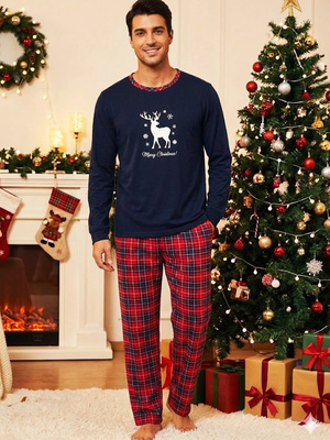 Pijama Bărbătească de Crăciun Bleumarin