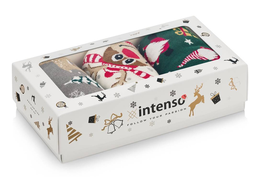 Pudełko ŚWIĄTECZNYCH Kolorowych skarpet na prezent