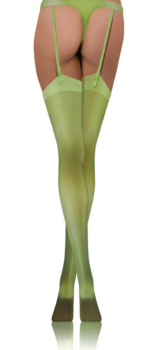 Sesto Senso Damen Pończochy PDP 01 – Elegante Halterlose Strümpfe, Elastisches Material, Komfort und Stil, 89% Polyamid, 11% Elastan, Halbmatte Optik, Ohne Muster, Grün, Ideal für Alltag und Besondere Anlässe