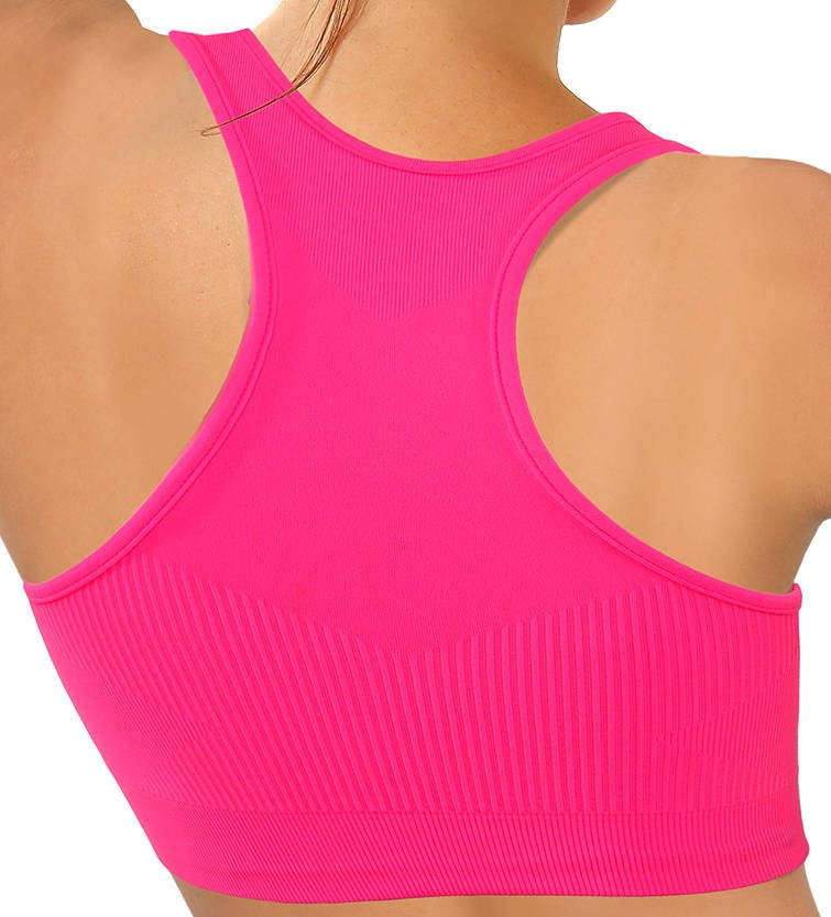Sesto Senso Damen Seamless Sport-BH – Nahtloser Top, Doppelschicht, Atmungsaktiv, Schnelltrocknend, Elastisch, Für Fitness & Crossfit, Rosa, Poliamid-Elastan Mix
