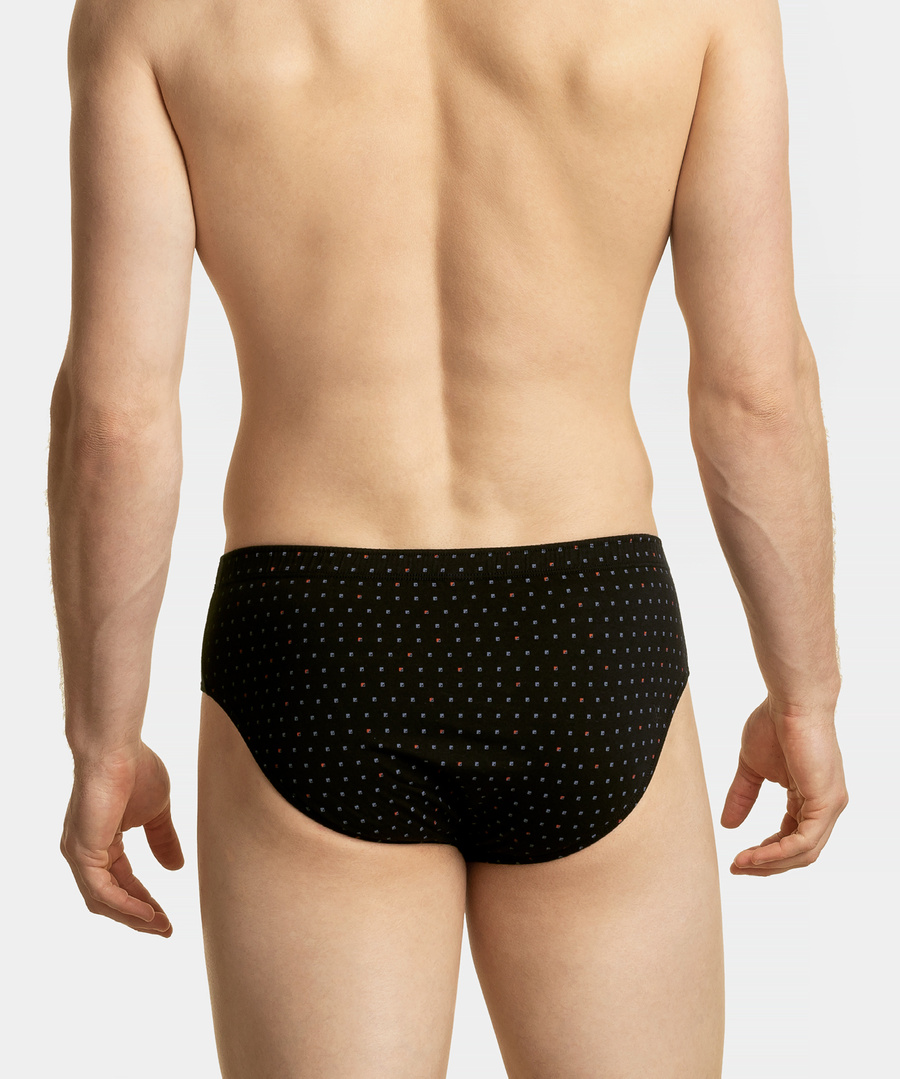 Atlantic Herren Baumwolle Slips – Klassischer Schnitt, Bequemer Print, 3er Pack, Farben: Schwarz, Khaki, Grau, Rot, Blau, 100% Baumwolle, Für Männer, Innengummi im Tunnel, Atmungsaktiv, Kollektion Classic, Ideal für Alltag und Sport.