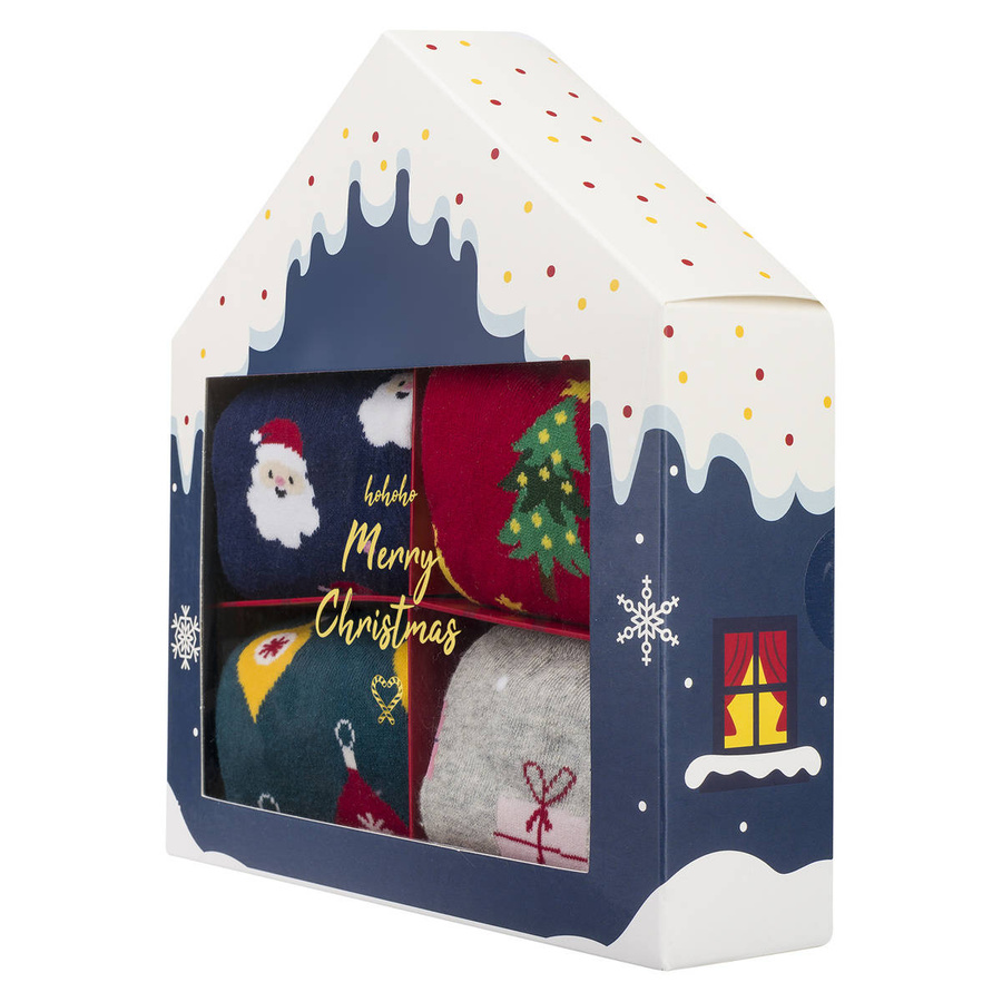 Zestaw 4x Skarpetki damskie kolorowe SOXO GOOD STUFF wesołe Święta Boże Narodzenie Prezent