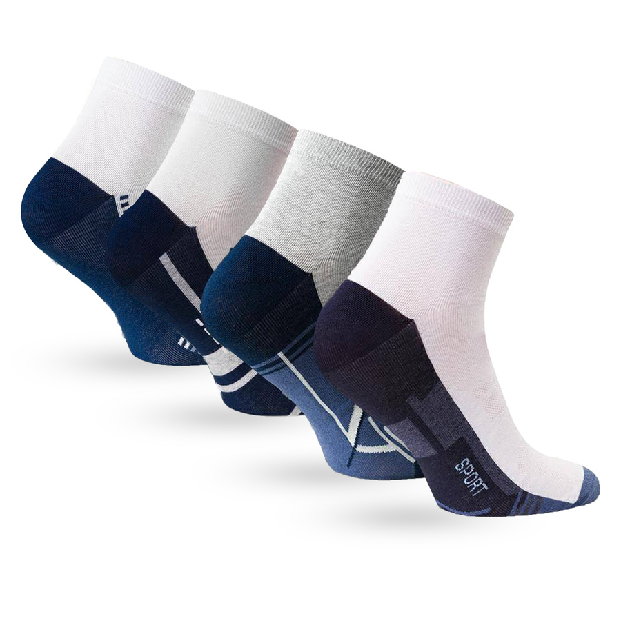 Socken Sport Kurz Serie Grau, Weiß