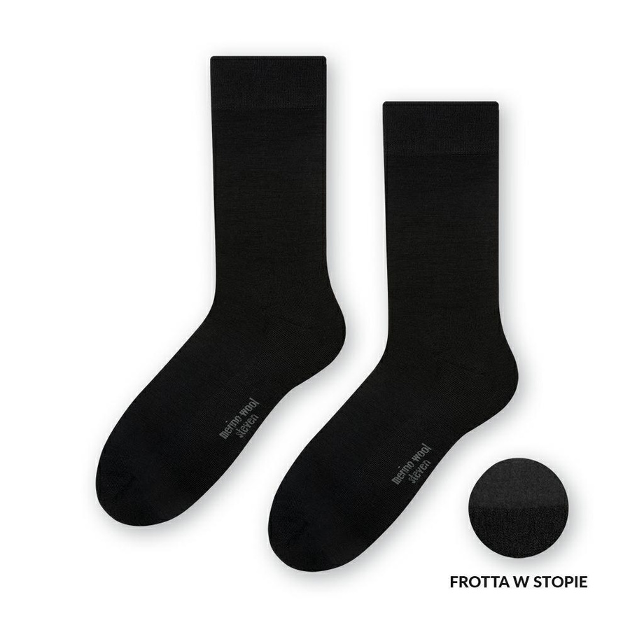 Socken Halb-Luxus Merino Wolle BW003 Schwarz