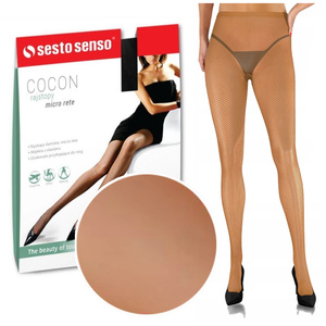 Sesto Senso Damen Kabarettstrumpfhose Cocon – Elegante Netzstrumpfhose, Atmungsaktiv und Elastisch, Komfortabel, Ideal für Abendkleidung oder Freizeit, Farbe: Blau, Material: 86% Polyamid, 14% Elastan, 20 DEN