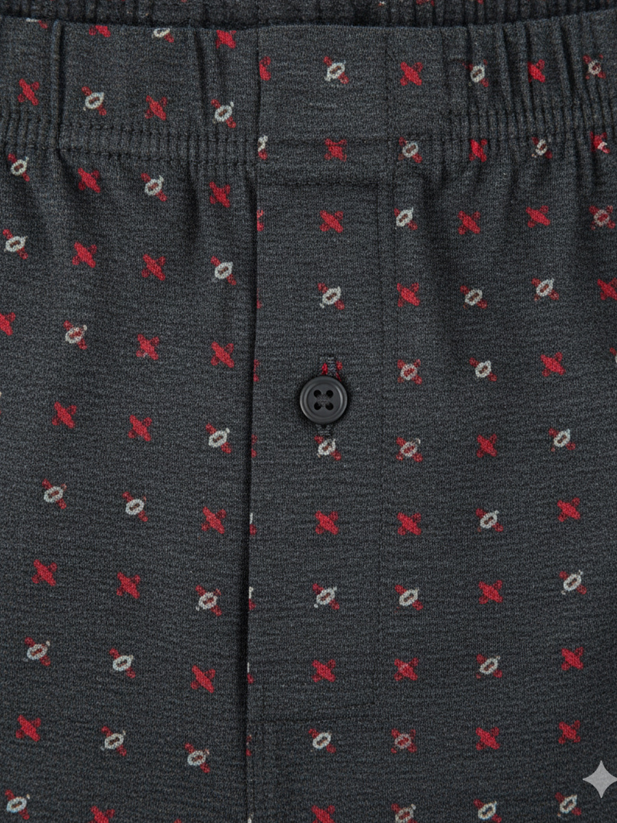 Herren Loose Boxershorts mit Knöpfen Schwarz