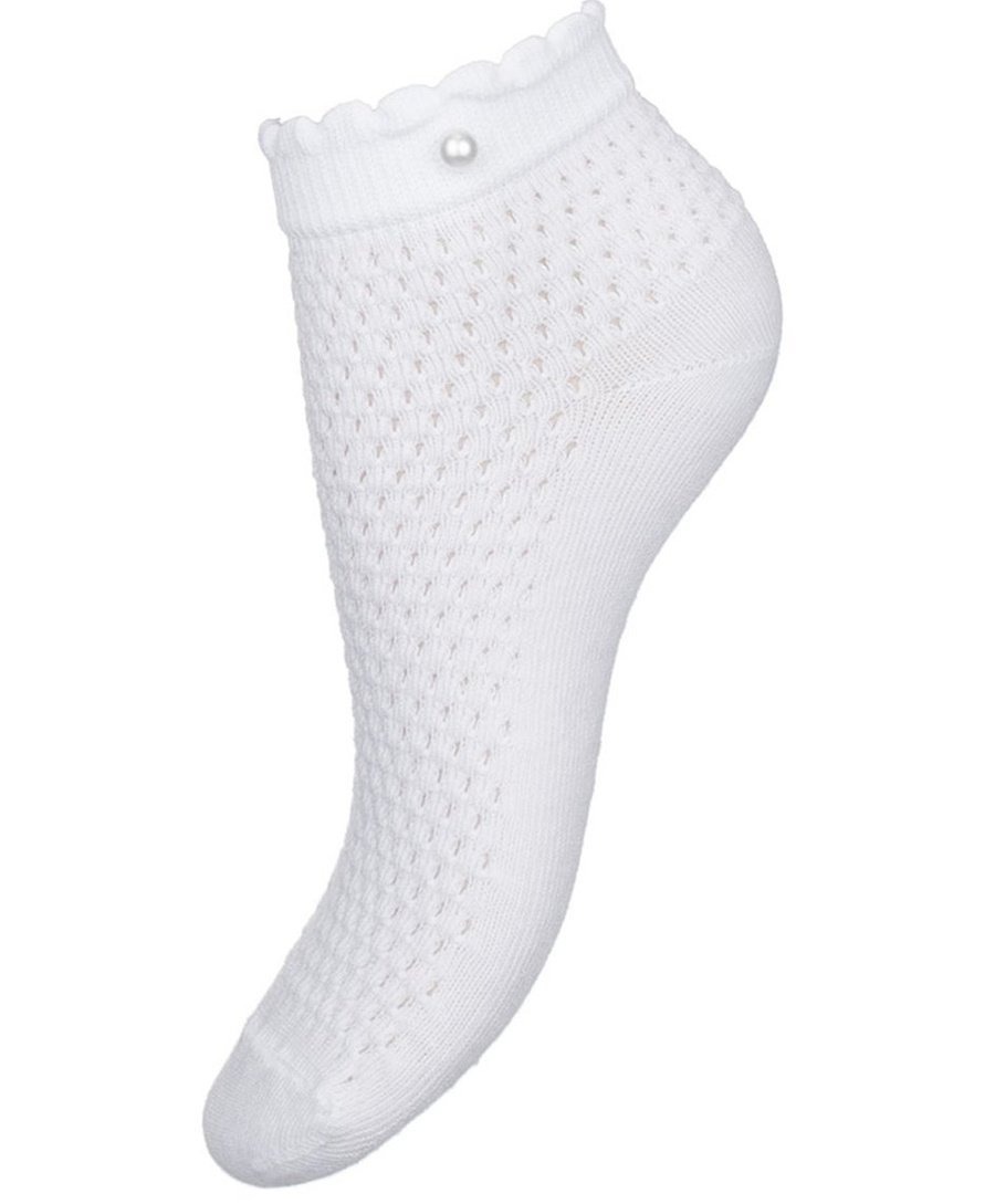 Socken für Damen durchbrochen Z Perełką Milena Weiß