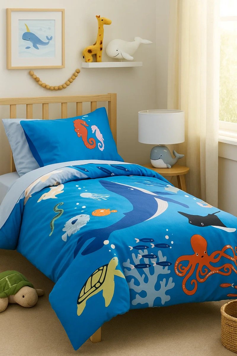 Bettwäsche Whale Einzelbett Baumwolle