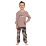 Beżowa dziecięca piżama ze spodniami w kratę Doctor Nap