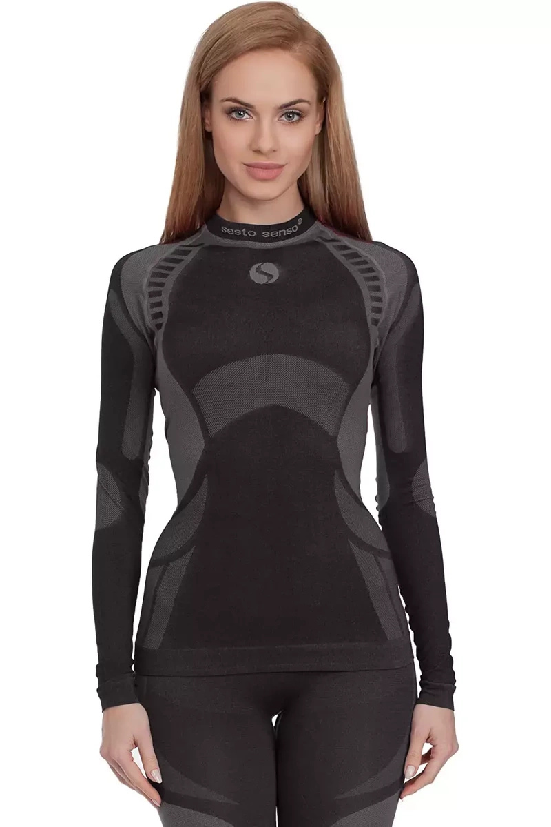 Sesto Senso Damen Thermo Langarmshirt – Antiallergisch, Atmungsaktiv, Nahtlos, Poliamid, Sportbekleidung für Winteraktivitäten, Grau
