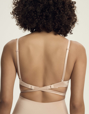 Sutien push up bej mătăsos