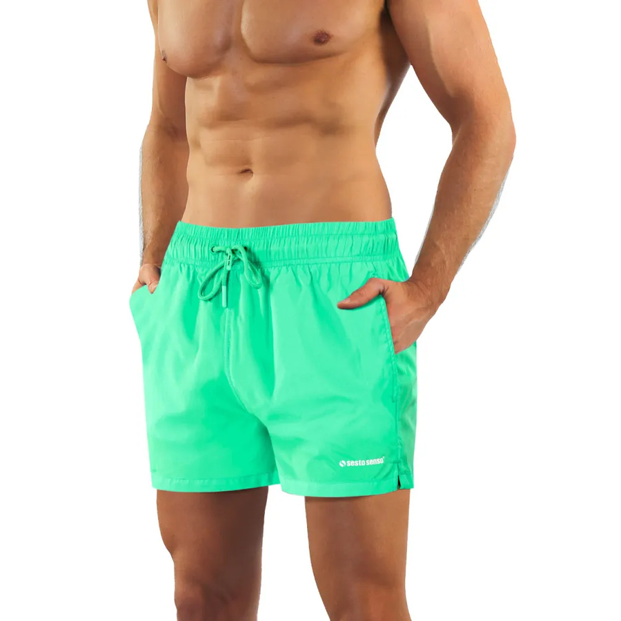 Sesto Senso Herren Badeshorts SZ2406 – Schnelltrocknend, Mit Taschen, Elastischer Bund, 100% Polyester, Ideal für Strand und Pool, Farbe: Mintgrün/Grün, Frühling/Sommer Kollektion
