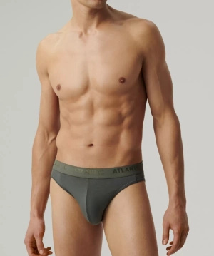 Atlantic Herren Slips – Bequeme Sportunterwäsche aus Modal und Pima Baumwolle, Elastischer Bund, Atmungsaktiv, Grün/Grau/Beige, Frühling/Sommer 2025 Kollektion