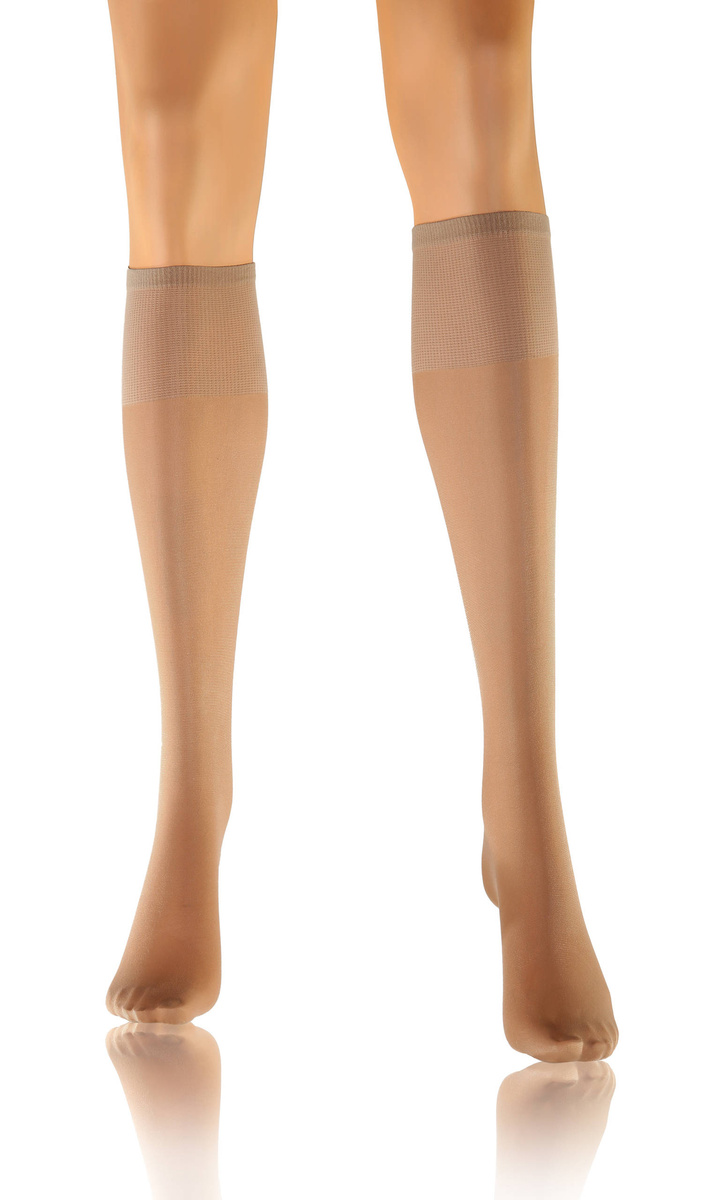 Sesto Senso Damen Podkolanówki Iris – Halbmatte, Transparente Kniestrümpfe mit Barfuß-Effekt, Bequem und Elastisch, Ideal für Elegante Looks, Farbe Vision/Beige, Poliamid-Elastan Mix, Made in Polen