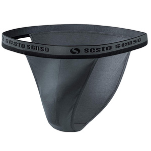 Sesto Senso Herren Tanga Slip Set – Bequeme Baumwollunterwäsche mit Elastan, Sportlicher Schnitt, Anliegend, 3er Pack, Grau/Schwarz/Blau, Größe M