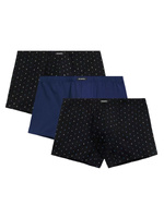 Atlantic Herren Baumwoll Boxershorts Set – Bequeme Unterwäsche mit Print, Atmungsaktiv und Elastisch, 3er Pack, Schwarz und Dunkelblau, Sportlicher Schnitt für Herbst/Winter 2025