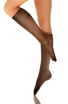 Sesto Senso Damen Podkolanówki Iris – Halbmatte, Transparente Kniestrümpfe mit Barfuß-Effekt, Bequem und Elastisch, Ideal für Elegante Looks, Farbe Vision/Beige, Poliamid-Elastan Mix, Made in Polen