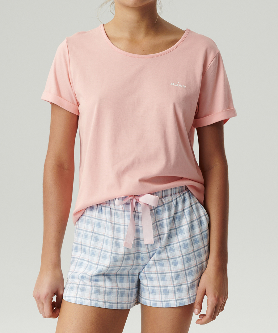 Damenpyjama Nlp-497 Rosa Grau Blau