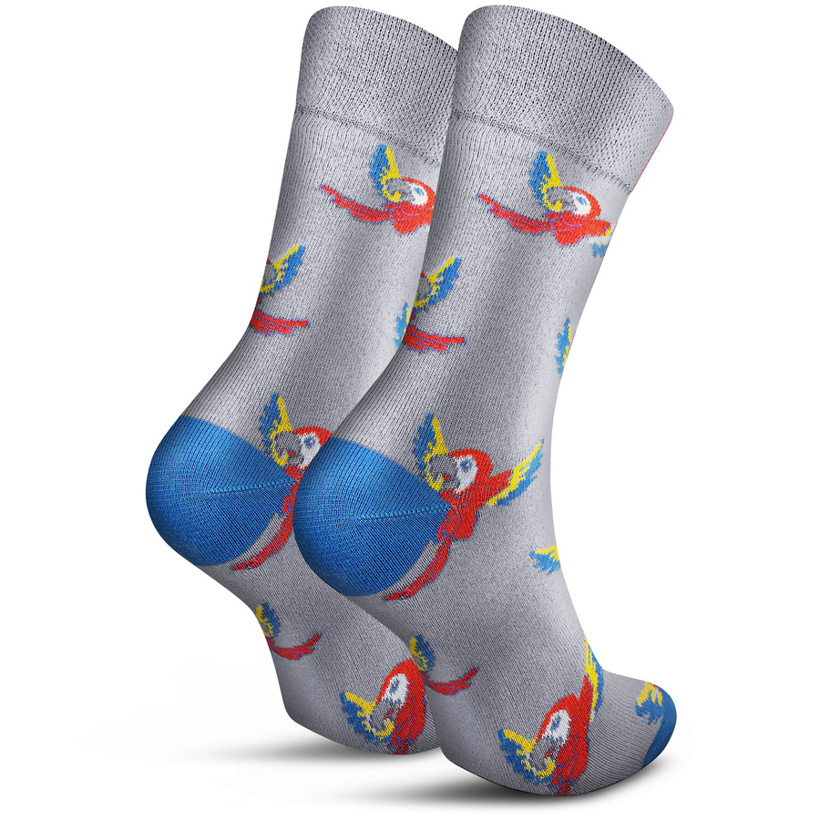 Socken Funny Papagei bunt, grau