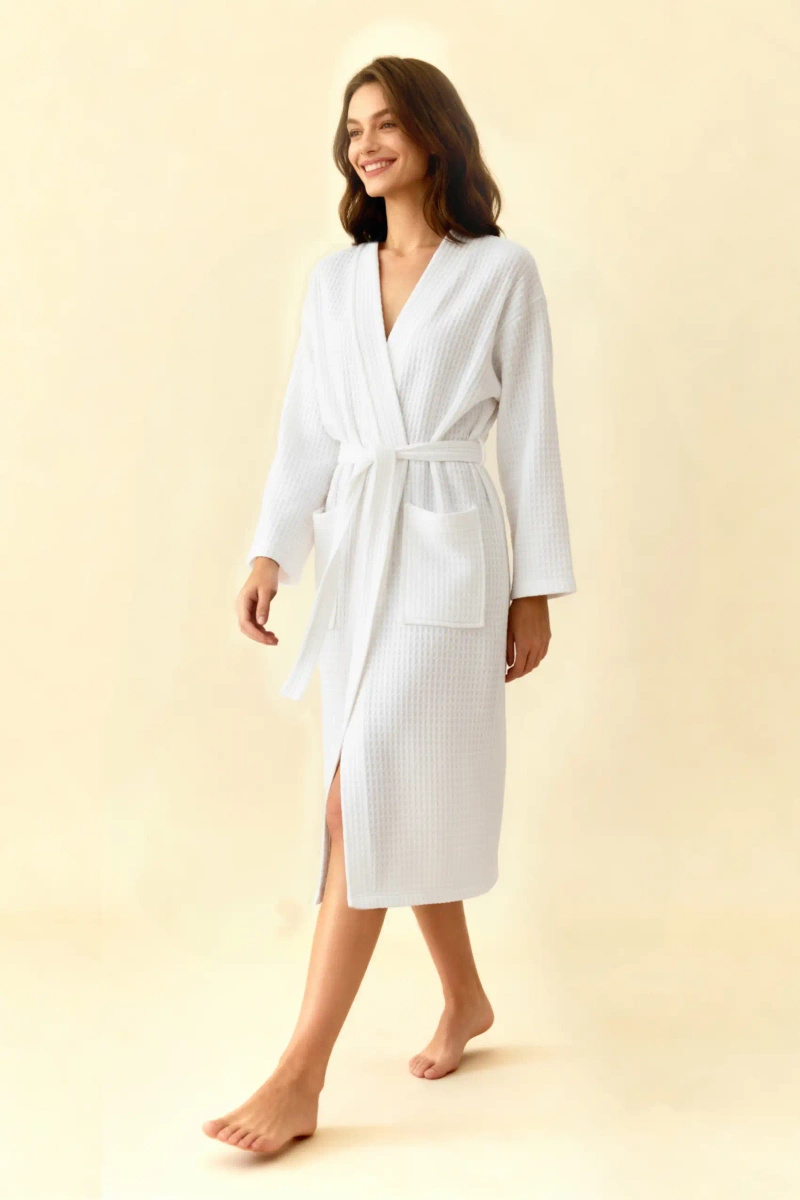 S BATHROBE WAFFLE WHITE XS